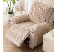 DAZSIAZ Housse Matelassée pour Fauteuil Inclinable, Housse Souple Une Pièce pour Canapé avec Sangles élastiques, Protection Lavable pour Meubles de Salon, Reste Bien en Place(Light Brown,63x200cm)