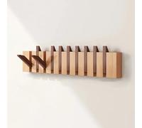 DAZSIAZ Porte-manteau Mural en Bois, Crochet Mural Rabattable en Forme de Piano, en Hêtre de Haute Qualité, Cintre Gain de Place pour Manteaux, Sacs et Chapeaux, Pour Entrée, Chambre(Mix A,10 hooks)