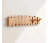 DAZSIAZ Porte-manteau Mural en Bois, Crochet Mural Rabattable en Forme de Touches de Piano, Bois de Hêtre, Cintre Gain de Place pour Manteaux, Sacs et Chapeaux, pour Entrée, Chambre(Primary,10 Hooks)