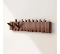 DAZSIAZ Porte-manteau Mural en Bois, Crochet Rabattable en Forme de clé de Piano Accordéon, Bois de Noyer et de Hêtre, Cintre Décoratif pour Entrée, Chambre, Salle de Bain, Placard(Brown,10 Hooks)