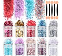 DazSpirit 10 Couleurs Paillettes Visage, Festival Accessoires Paillettes Maquillage Femme pour Corps, Cheveux, Visage, Ongles, Paillette Visage Festival pour Nail art, Carnaval, Fête, Noël