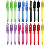 DazSpirit 20 pcs Stylo Encre Invisible avec Lampe UV, Stylo Enfant Encre Invisible un Message Secret, Stylo Invisible pour Goodies Anniversaire Enfant, Cadeau anniversaire, Pochettes de Fête