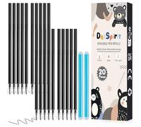 DazSpirit 20 Pièces Recharges Stylo Effaçables, Compatibles avec Stylos Legami, 0,7 mm, pour Stylo Gel Effaçables, idée Cadeau pour l'école, le Bureau, les Enfants et les Enseignants (Noir)