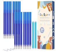 DazSpirit 20 Pièces Recharges Stylo Effaçables, Compatibles avec Stylos Legami, 0,7 mm, pour Stylo Gel Effaçables, idée Cadeau pour l'école, le Bureau, les Enfants et les Enseignants (Bleus)