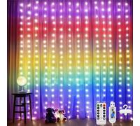 DazSpirit 280 Guirlande Lumineuse à Rideaux LED, Rideaux Lumineux USB Décoratifs avec 8 Modes d'Eclairage, Étanche pour la Chambre de Fête de Noël Extérieure Intérieure (Iridescent)