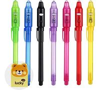 DazSpirit 7pcs Stylo Encre Invisible avec Lampe UV, Stylo Enfant Encre Invisible un Message Secret, Crayon Magique pour Goodies Anniversaire Enfant, Cadeau anniversaire, Pochettes de Fête
