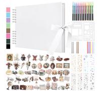 DazSpirit Album Photo Scrapbook, 80 Pages Livre Album Photo Rigide DIY Scrapbooking, Avec 12 Marqueurs et 7 Autocollants, Cadeau pour Anniversaire, Mariage, Voyage, Amis, Bébé, Blanc