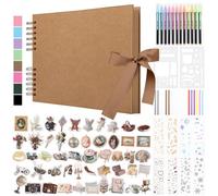 DazSpirit Album Photo Scrapbook, 80 Pages Livre Album Photo Rigide DIY Scrapbooking, Avec 12 Marqueurs et 7 Autocollants, Cadeau pour Anniversaire, Mariage, Voyage, Amis, Bébé, Kaki