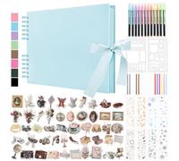 DazSpirit Album Photo Scrapbook, 80 Pages Livre Album Photo Rigide DIY Scrapbooking, Avec 12 Marqueurs et 7 Autocollants, Cadeau pour Anniversaire, Mariage, Voyage, Amis, Bébé, Bleu
