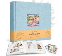 DazSpirit Album Photo Scrapbook en Lin à Personnaliser, 100 Pages Blanches | Comprend 6 Planches D’autocollants; Jusqu’à 400 Photos 10 X 15 Cm, pour Scrapbooking et Souvenirs, Format 31,2 X 29,7 Cm