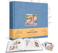 DazSpirit Album Photo Scrapbook en Lin à Personnaliser, 100 Pages Blanches | Comprend 6 Planches D’autocollants; Jusqu’à 400 Photos 10 X 15 Cm, pour Scrapbooking et Souvenirs, Format 31,2 X 29,7 Cm