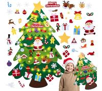 DazSpirit Arbre de Noël en Feutre 145cm pour Enfants avec LED - Sapin de Noël en Feutrine Mural 2-en-1 à décorer, 39 Ornements Amovibles - Décoration de Noël Enfant Porte & Mur