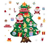 DazSpirit Arbre de Noël en Feutre pour Enfants avec lumières - Sapin de Noël en Feutrine Mural 92 cm à décorer, kit DIY avec 23 Ornements Amovibles - Décoration de Noël Enfant Porte & Mur