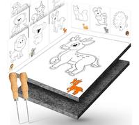 DazSpirit Kit d'aiguilles à picoter pour enfants à partir de 4 ans - Kit complet avec 2 feutres, 2 aiguilles à picoter et 10 images de broderie - Sûr et conçu pour les petites mains - Kit d'art pour