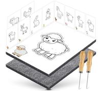 DazSpirit Kit D'aiguilles À Picoter Pour Enfants À Partir De 4 Ans, Kit de Poinconneuse Papier Avec 2 Feutres, 2 Aiguilles À Picoter Et 10 Images De Broderie, Pour Les Créatifs (Animal de la ferme)