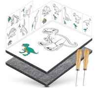 DazSpirit Kit D'aiguilles À Picoter Pour Enfants À Partir De 4 Ans, Kit de Poinconneuse Papier Avec 2 Feutres, 2 Aiguilles À Picoter Et 10 Images De Broderie, Pour Les Projets Créatifs (Dinosaure)