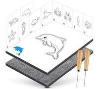 DazSpirit Kit D'aiguilles À Picoter Pour Enfants À Partir De 4 Ans, Kit de Poinconneuse Papier Avec 2 Feutres, 2 Aiguilles À Picoter Et 10 Images De Broderie, Pour Les Créatifs (Animal sous-marin)