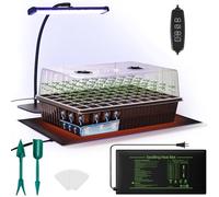 DazSpirit Kit de démarrage de semences à Auto-arrosage 60 cellules avec lumière de Croissance et Tapis Chauffant, Plateau de semis avec dôme d'humidité, Plateau de Germination de Plantes d'intérieur