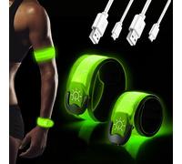 DazSpirit Lot de 2 Bracelets LED Rechargeables, Bracelets Lumineux LED réfléchissants USB, lumière de sécurité Nocturne pour Jogging, Course à Pied, Chien, Course à Pied, Sports de Plein air (Vert)