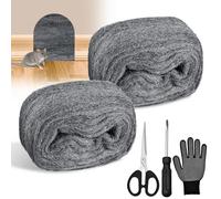 DazSpirit Lot de 2 Souris en Laine D'acier, 3 m de Laine D'acier Fine 0000 Anti Rongeur avec Gants, Ciseaux et Tournevis, Paille de Fer Vaissellepour Sceller les Interstices, Nettoyage, Polissage