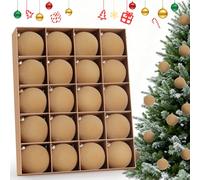 DazSpirit Lot de 20 boules de Noël en velours floqué à suspendre en plastique incassable pour sapin de Noël, couronne, guirlande (marron clair) 8 cm