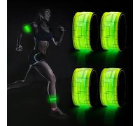 DazSpirit Lot de 4 Bracelets LED, Bracelets Lumineux LED Alimenté par Pile, lumière de sécurité Nocturne pour Jogging, Course à Pied, Chien, Course à Pied, Sports de Plein air (Vert)