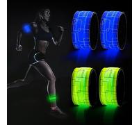 DazSpirit Lot de 4 Bracelets LED, Bracelets Lumineux LED Alimenté par Pile, lumière de sécurité Nocturne pour Jogging, Course à Pied, Chien, Course à Pied, Sports de Plein air (Bleu & Vert)