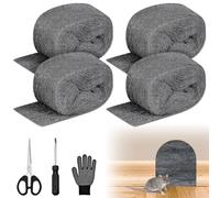DazSpirit Lot de 4 Souris en Laine D'acier, 3 m de Laine D'acier Fine 0000 Anti Rongeur avec Gants, Ciseaux et Tournevis, Paille de Fer Vaissellepour Sceller les Interstices, Nettoyage, Polissage