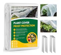 DazSpirit Voile d'Hivernage 35g/m², 2 x 5m Housse Hivernage Plante avec 10 Piquets, Tissu Non tissé Voile Hivernage Plante Exterieur pour Protection Hivernale, Contre Le Froid, Insectes et Oiseaux