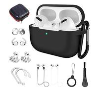 DAZUAN Étui pour Airpods Pro, Kit d'accessoires 12 en 1 Airpod Pro,étui de Protection en Silicone pour Airpods avec Anneau/Sangle,pour Porte-Montre/Porte-clés/étui Airpods Pro (Noir)