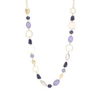 Dazylleco Longue Chaîne Femme Or/Or Rose Longue Chaîne de Perles Statement Bijou Fantaisie Pull Collier Long Cadeau d'Anniversaire pour Femmes, 77 cm, Résine, Pas de pierre précieuse