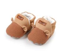 Dazzerake Chaussures Premier Pas Bébé Garçon Fille, Chausson Semelle Souple Antidérapant Chaussures avec Oreills pour Bébé Unisexe 0-18 Mois (Marron, 12-18 Months)