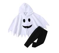 Dazzerake Costume Halloween Bébé Garçon Fille Déguisement Halloween Bébé Unisexe 3-24 Mois Ensemble 2 Pièces Cosplay Fantôme Cape + Pantalon (Blanc, 2-3 Ans)