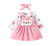 Dazzerake Ensemble Bébé Fille Tenue Bébé 3 Pièces à Manches Longues Vêtement Imprimé Renards pour Bébé Fille 0-18 Mois (Rose, 6-9 Months)