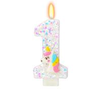 DazzJoy Bougies d'anniversaire licorne en forme de chiffre 1