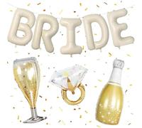 DazzJoy Bride to Be Ballon blanc crème JGA pour enterrement de vie de jeune fille ou garçon en aluminium Décoration de mariage Ballons à l'hélium pour décoration de fête de bachelorette Accessoires