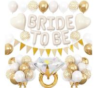 DazzJoy Bride to Be Ballons décoratifs à l'hélium pour enterrement de vie de jeune fille Blanc crème Pour enterrement de vie de jeune fille Décoration de fête de Bachelorette Accessoires JGA