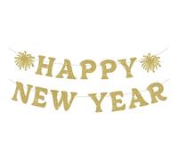 DazzJoy Décoration du Nouvel An 2026 Happy New Year Guirlande dorée