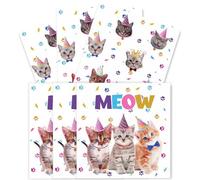 DazzJoy finemark Lot de 20 serviettes pour anniversaire d'enfant Motif chat 33 x 33 cm Serviettes en papier Décoration de table pour animal de compagnie Décoration d'anniversaire