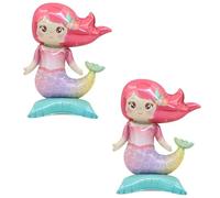 DazzJoy Lot de 2 ballons 3D en forme de sirène - Décoration d'anniversaire d'enfant - Ballons en aluminium - Décoration d'anniversaire - Sirènes - Ballons à l'hélium pour décoration du monde