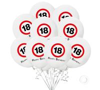 DazzJoy Lot de 20 ballons de décoration d'anniversaire pour 18e anniversaire - 18 ballons Happy Birthday - Décoration pour 18e anniversaire garçon fille - Panneau de signalisation - Ballons