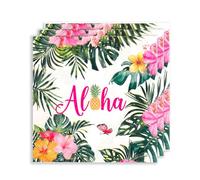 DazzJoy Lot de 20 serviettes de table décoratives hawaïennes, 33 x 33 cm, fleurs d'été, jungle, feuilles de palmier, Aloha