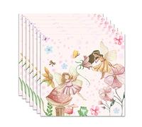DazzJoy Lot de 20 serviettes en papier pour décoration d'anniversaire 33 x 33 cm, motif papillon, fées et elfes, pour le printemps, le carnaval, Pâques, l'anniversaire d'enfant fille
