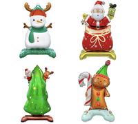 DazzJoy Lot de 8 ballons en aluminium pour décoration de Noël - Motif bonhomme de neige - Père Noël - Sapin de Noël - Bonhomme en pain d'épices - Décoration XXL - Ballons à l'hélium