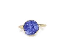 Dazzle Appeal Bague Druzy en pierre naturelle avec pierre précieuse naturelle étincelante plaquée or sur laiton Taille de la pierre 10 mm Tige réglable Taille US 6-8, Pierre, Druzy