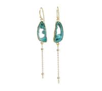 Dazzle Appeal Boucles d'oreilles pendantes en forme de géode d'agate plaqué or pour femme, boucles d'oreilles bohèmes, taille de la pierre 20-30 mm environ, Medium, Or jaune, Agate