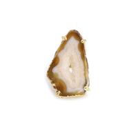 Dazzle Appeal Geode Slice Druzy Quartz Or avec bague réglable pour femme Plaqué or Bijoux tendance Fait à la main Taille 30-40 environ, Adjustable, Pierre, Agate