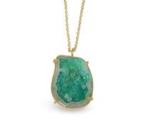 Dazzle Appeal Pendentif Geode Druzy serti de lunette Chaîne plaqué or et argent Taille de la pierre 25-30 mm, 25.0 Millimeters To 30.0 Millimeters, Pierre, Agate