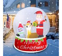 Dazzle Bright Boule à neige gonflable de Noël de 1,5 m, boule de cristal lumineuse avec Père Noël, bonhomme de neige et renne, décoration de Noël gonflable pour intérieur, jardin, pelouse, fête, cour