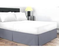 Dazzle Collection® Tour de lit plissé en polycoton uni | Simple | Double | King | Super King | Super King | (Gris, Double)